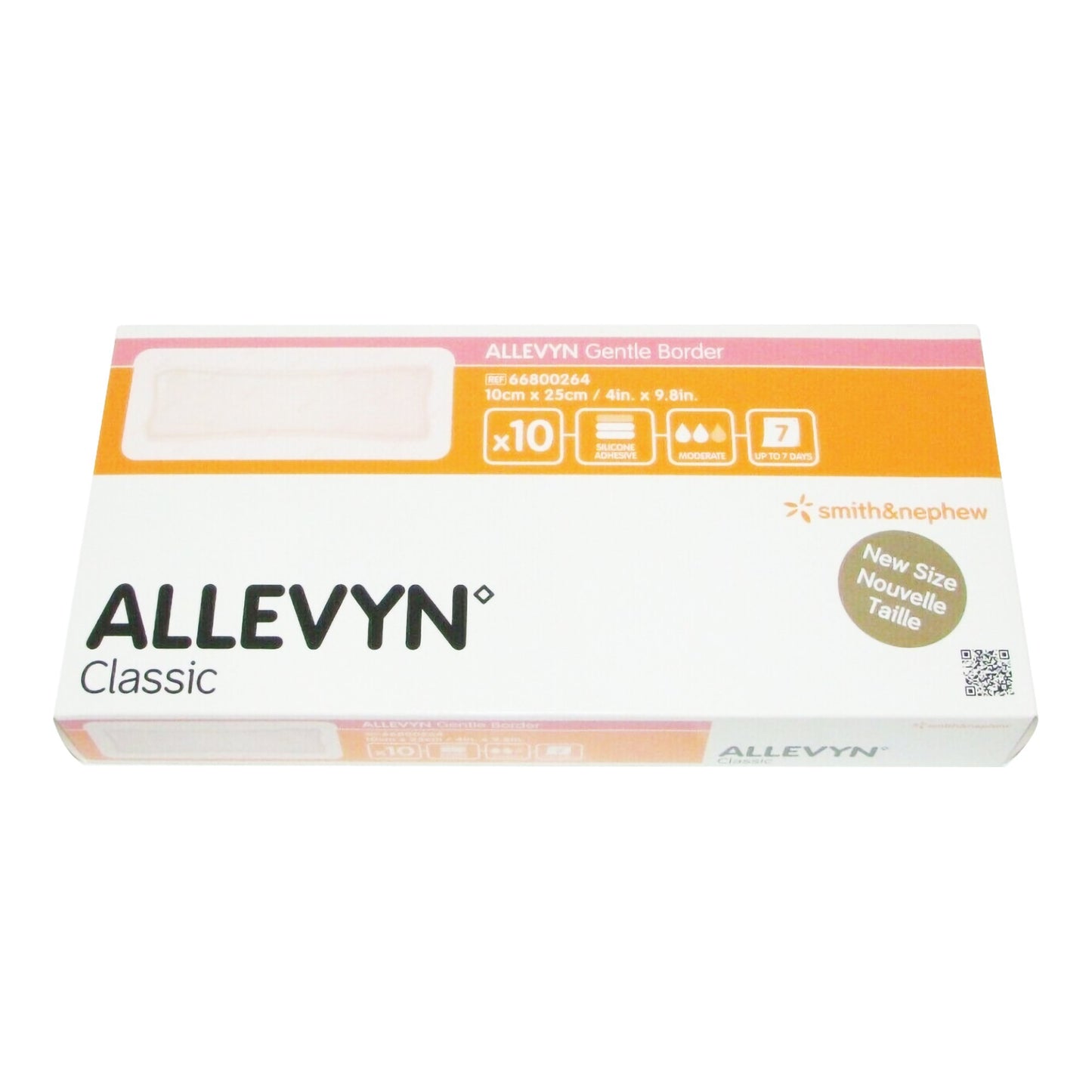 Allevyn Gentle Border Silicone Foam Dressing, 4 x 10 Inch 66800264