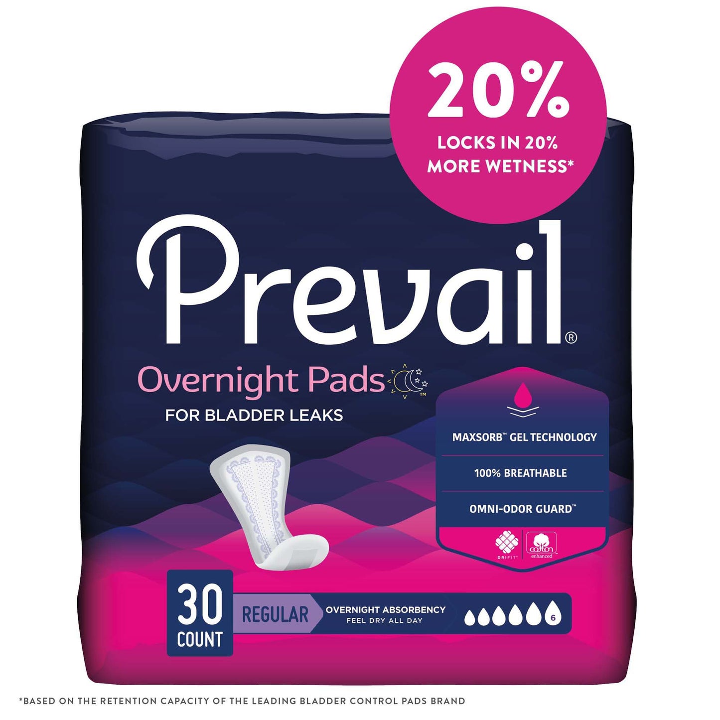 Prevail® Daily Pads Overnight Bladder Control Pad, 16-Inch Length PVX-120