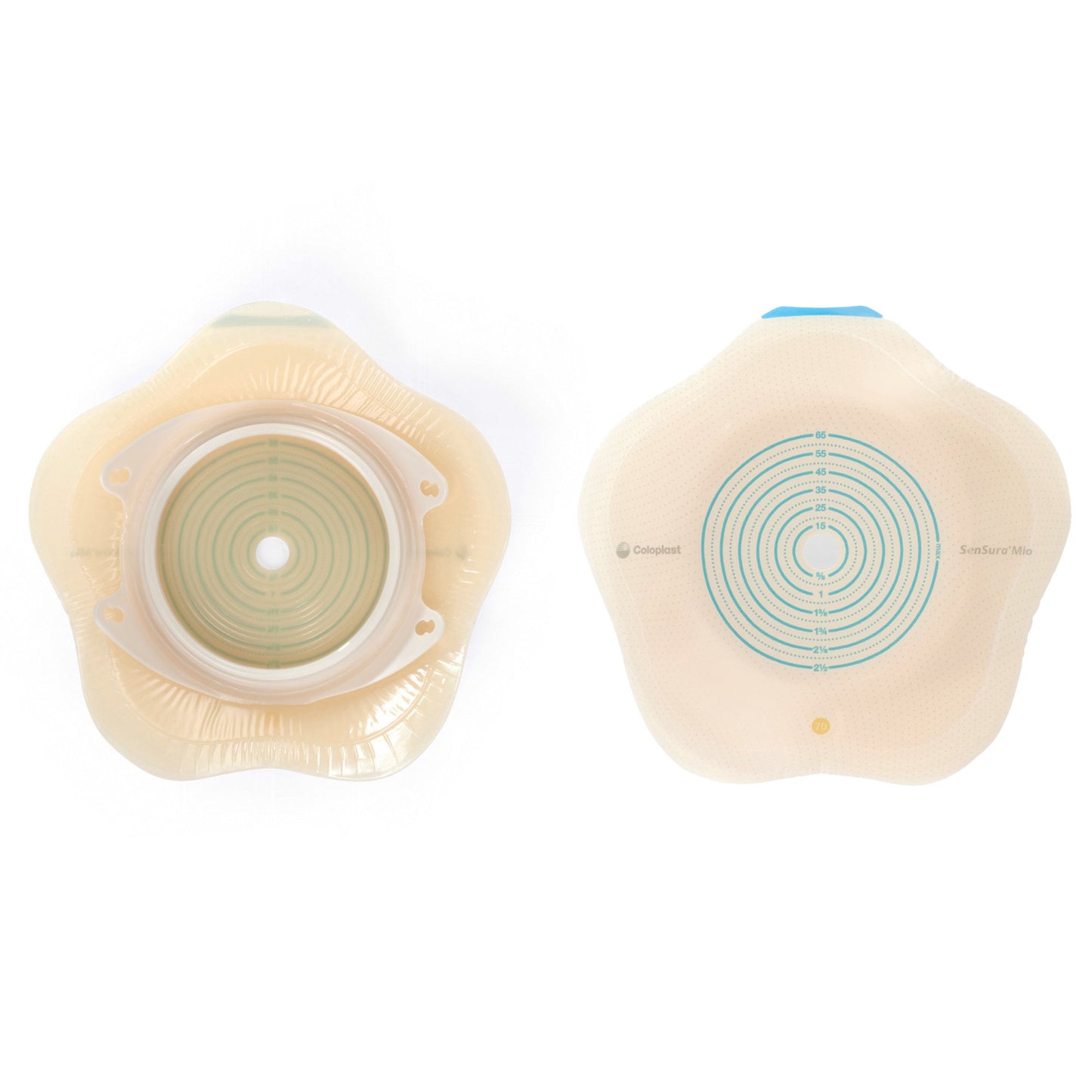 Ostomy Barrier SenSura® Mio Convex Flip Trim to Fit, Extended Wear Elastic Adhesive 70 mm Flange Yellow Code System 3/8 to 2-9/16 Inch Opening - 18530