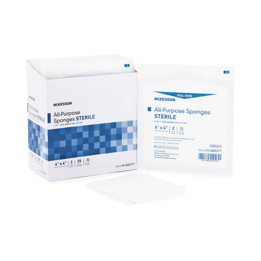 Nonwoven Sponge McKesson 4 X 4 Inch 4-Ply Sterile 2 per Pack - 16-602317
