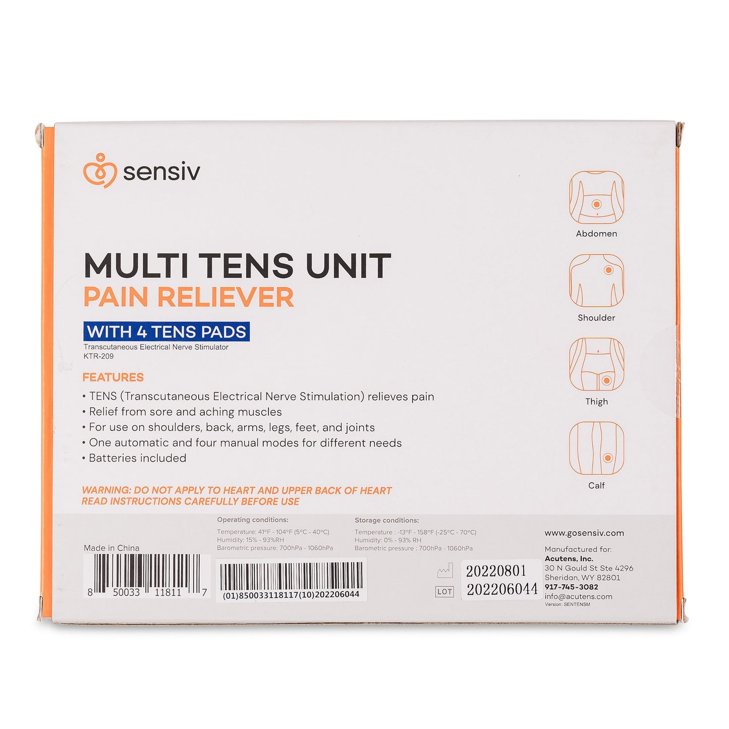 Sensiv Multi-Channel Pain Relief TENS Unit SENTENSM