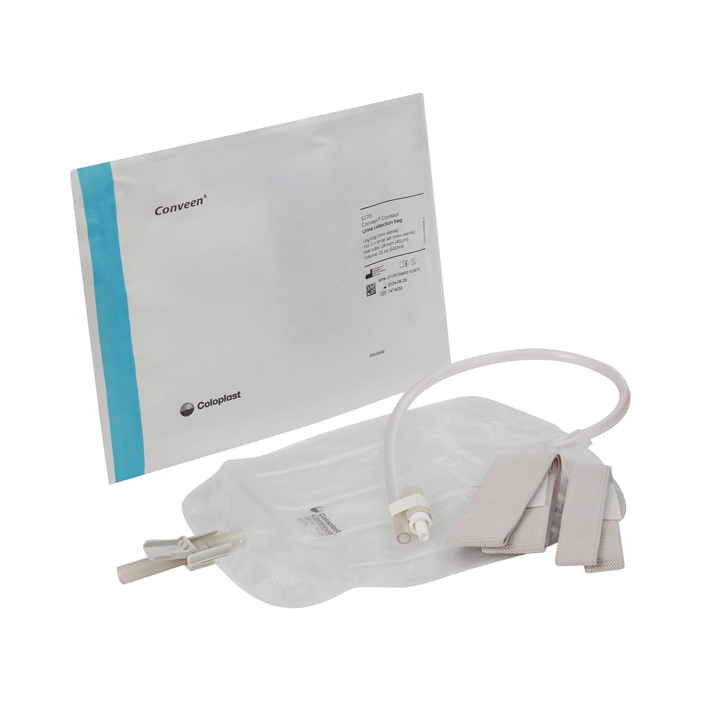 Urinary Leg Bag Conveen® Security+ Anti-Reflux Valve NonSterile 600 mL Polyethylene / Flocked - 5170