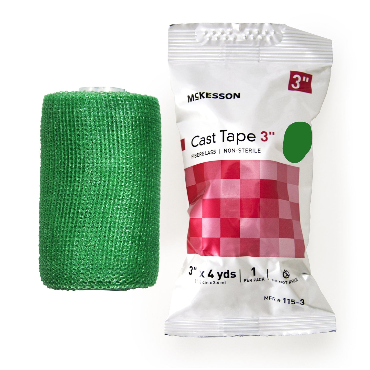 Cast Tape McKesson 3 Inch X 12 Foot Fiberglass Green - 115-3G