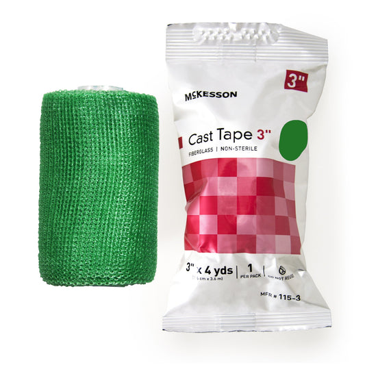 Cast Tape McKesson 3 Inch X 12 Foot Fiberglass Green - 115-3G