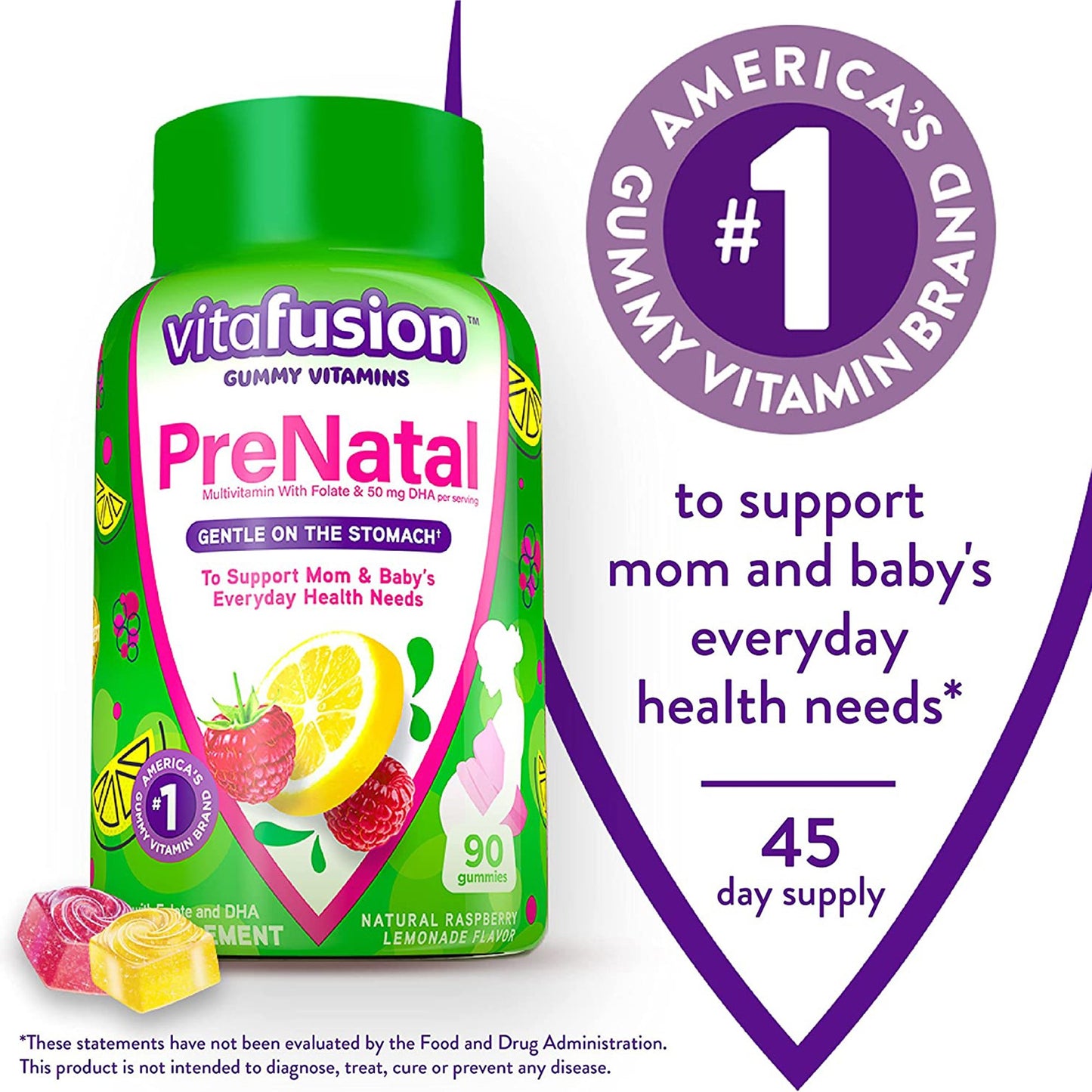 Vitafusion PreNatal Gummies Natural Raspberry Lemonade Flavor 02791701950