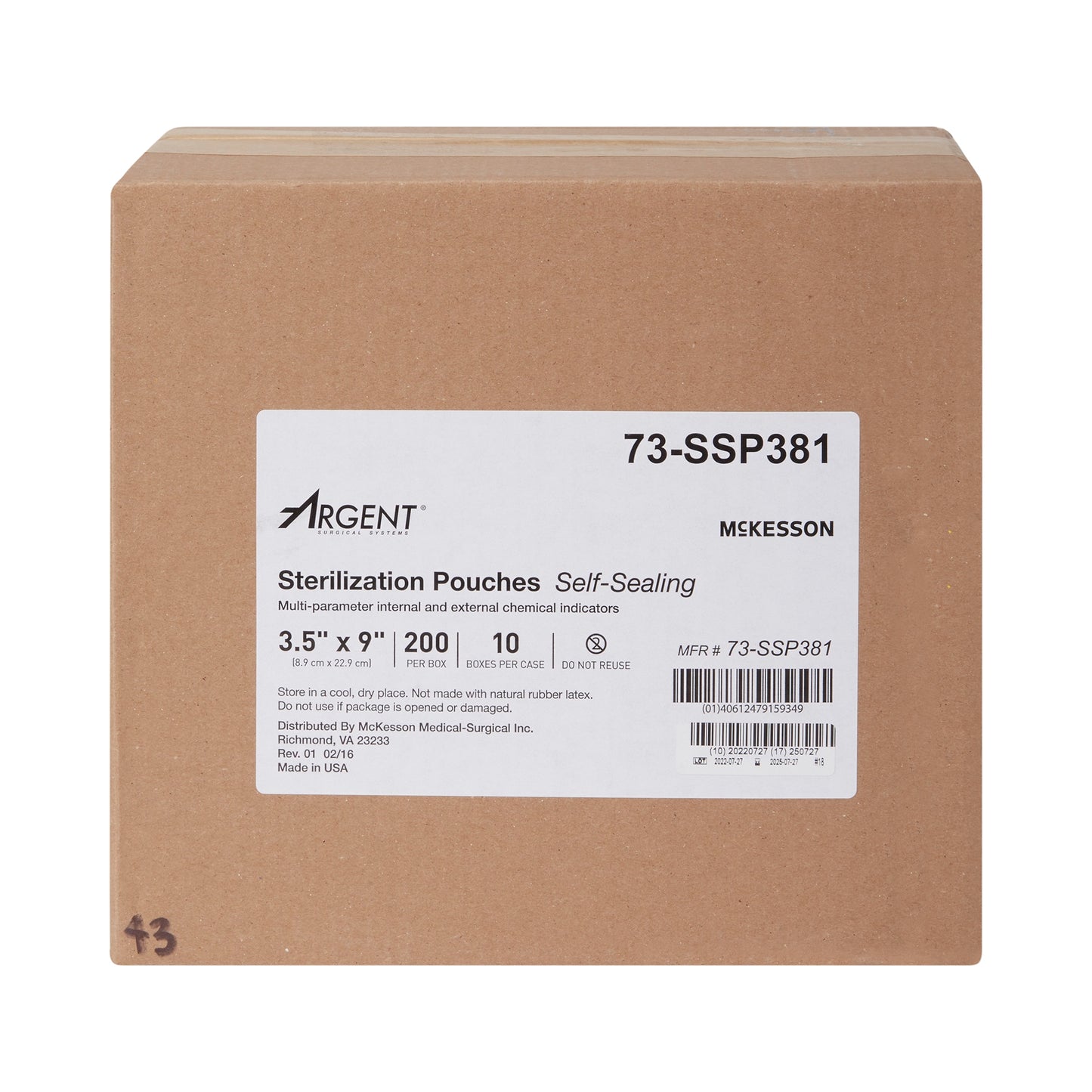 McKesson Argent® Sure-Check® Sterilization Pouch, 3½ x 9 Inch 73-SSP381