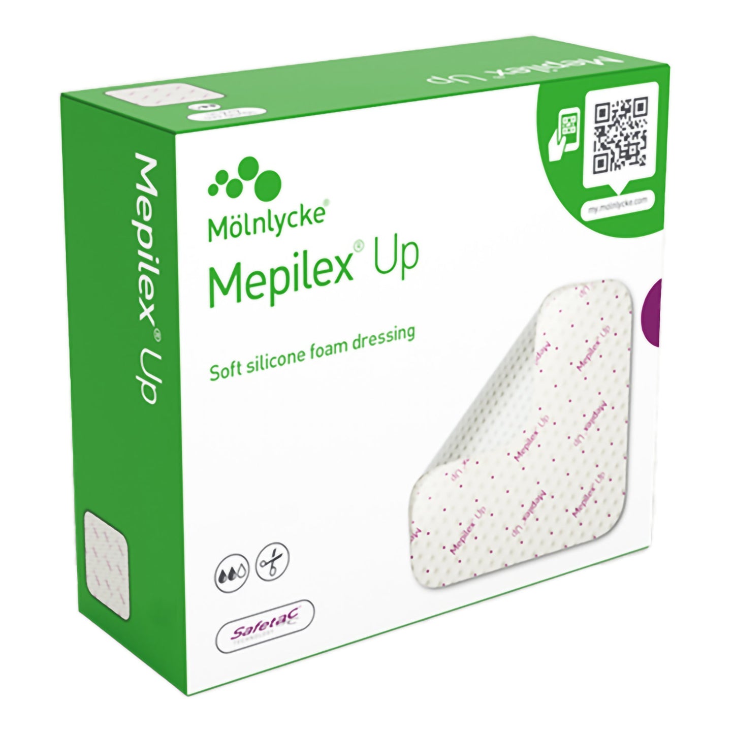 Foam Dressing Mepilex® Up 8 X 8 Inch Without Border Without Film Backing Silicone Adhesive Square Sterile 212499