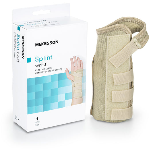 Wrist Brace McKesson Low Profile / Contoured / Wraparound Aluminum / Cotton / Elastic Left Hand Beige X-Small - 155-79-87082