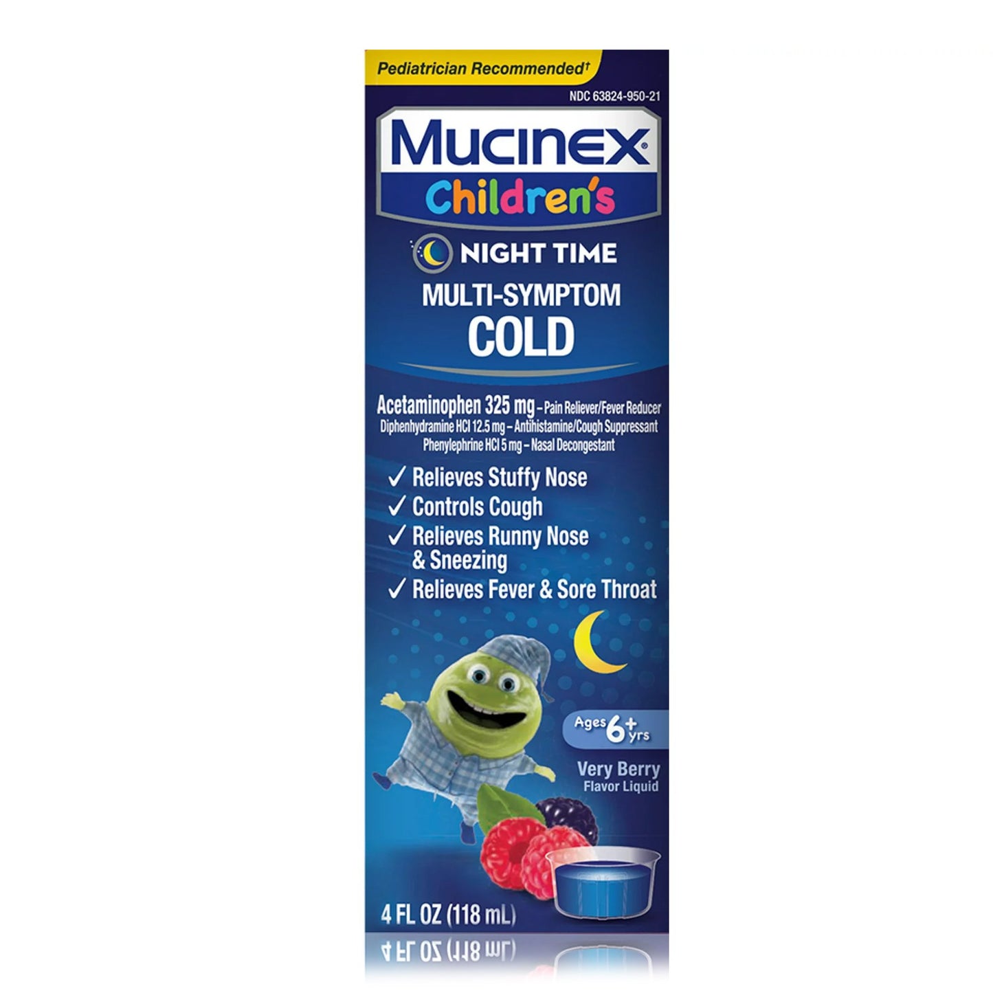 Mucinex Children's Night Time Multi-Symptom Cold Liquid Very Berry Flavor 36382460064