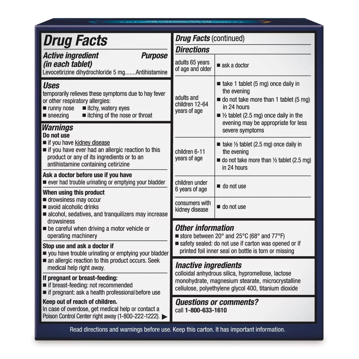 Xyzal® Allergy 24 HR Tablets 04116735101