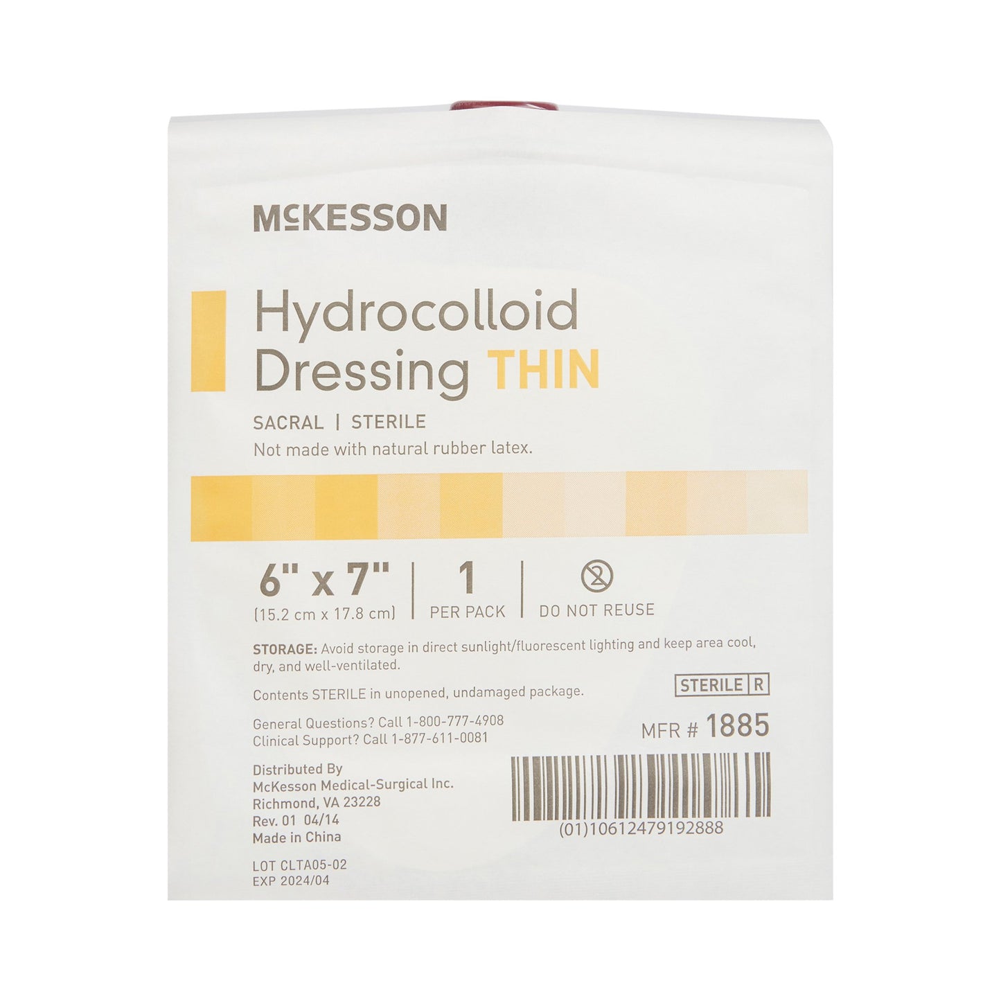 McKesson Hydrocolloid Dressing, 6 x 7 Inch Sacral 1885