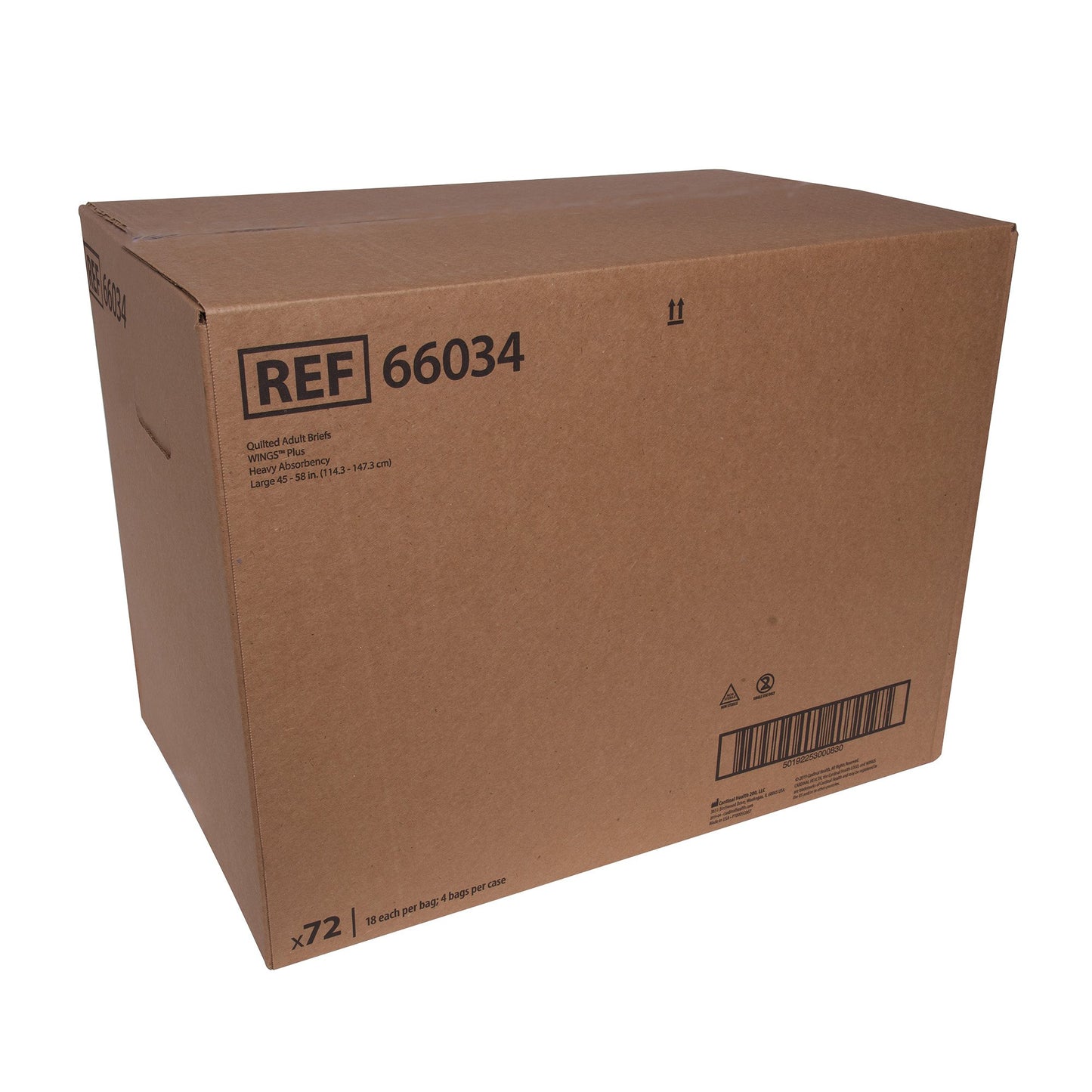 Wings™ Plus Quilted Heavy Absorbency Incontinence Brief, Large 66034