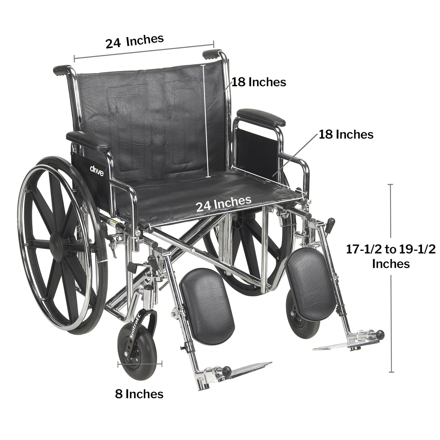 McKesson Bariatric Wheelchair, 24-Inch Seat Width 146-STD24ECDDA-ELR
