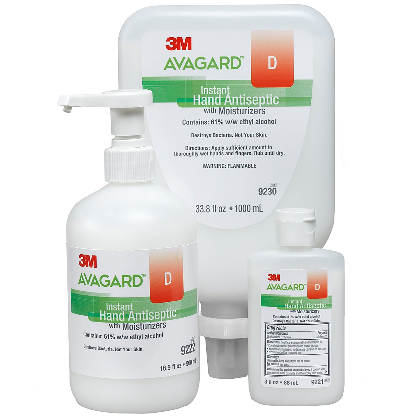 3M Avagard D Hand Antiseptic with Moisturizers, 3 fl oz Bottle 9221
