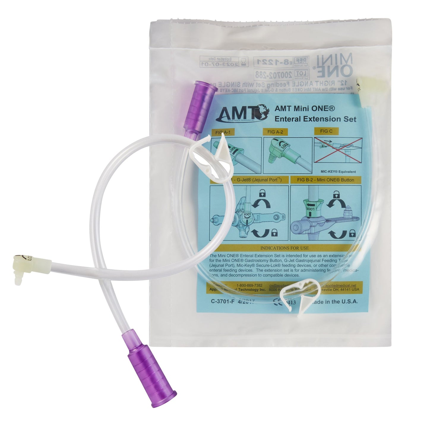 Bolus Enteral Feeding Extension Tube Set Mini ONE® 12 Inch, Purple - 8-1221