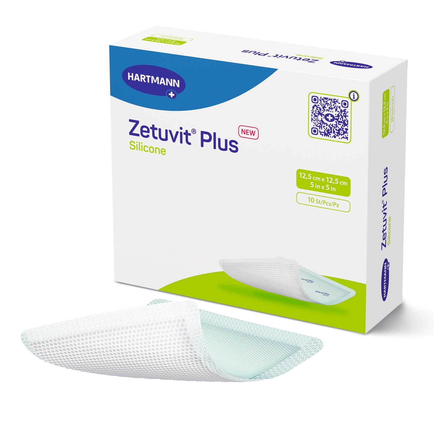 Zetuvit® Plus Silicone Super Absorbent Dressing, 5 x 5 Inch 413812