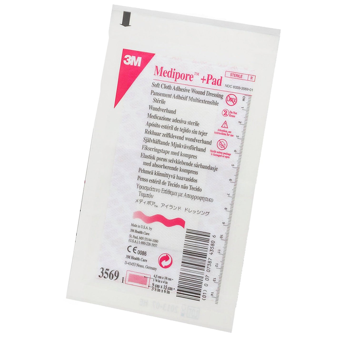 3M™ Medipore™ Adhesive Dressing, Soft Cloth, Sterile, White 3569