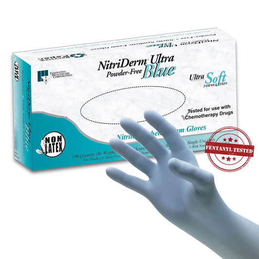 NitriDerm® Ultra Blue Nitrile Exam Glove, Medium, Light Blue 157200