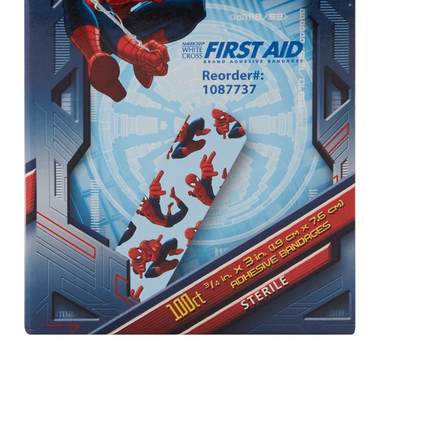 American White Cross Stat Strip Adhesive Strip, 3/4 x 3 Inch, Spider-Man Design 1087737