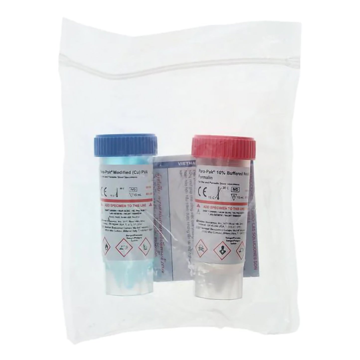 Specimen Collection and Transport Kit Para-Pak® 2-Vial 15 mL (0.5 oz.) / 15 mL (0.5 oz.) Plastic Collection Vial NonSterile - 300812