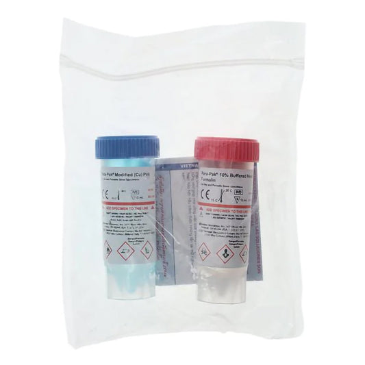 Specimen Collection and Transport Kit Para-Pak® 2-Vial 15 mL (0.5 oz.) / 15 mL (0.5 oz.) Plastic Collection Vial NonSterile - 300812