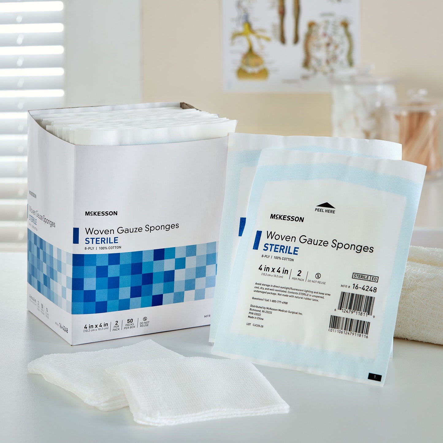 McKesson Sterile Gauze Sponge, 4 x 4 Inch, 8-Ply 16-4248