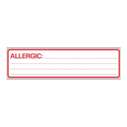 Pre-Printed Label Timemed Allergy Alert White Allergic: Red Alert Label 1 X 6 Inch - N-12