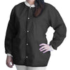 Lab Jacket FitMe™ Black Large Hip Length 3-Layer SMS Disposable - UGJ-6500-L