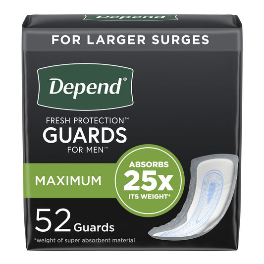 Bladder Control Pad Depend® Fresh Protection™ Guards for Men 12 Inch Length Heavy Absorbency Sodium Polyacrylate Core One Size Fits Most - 13792