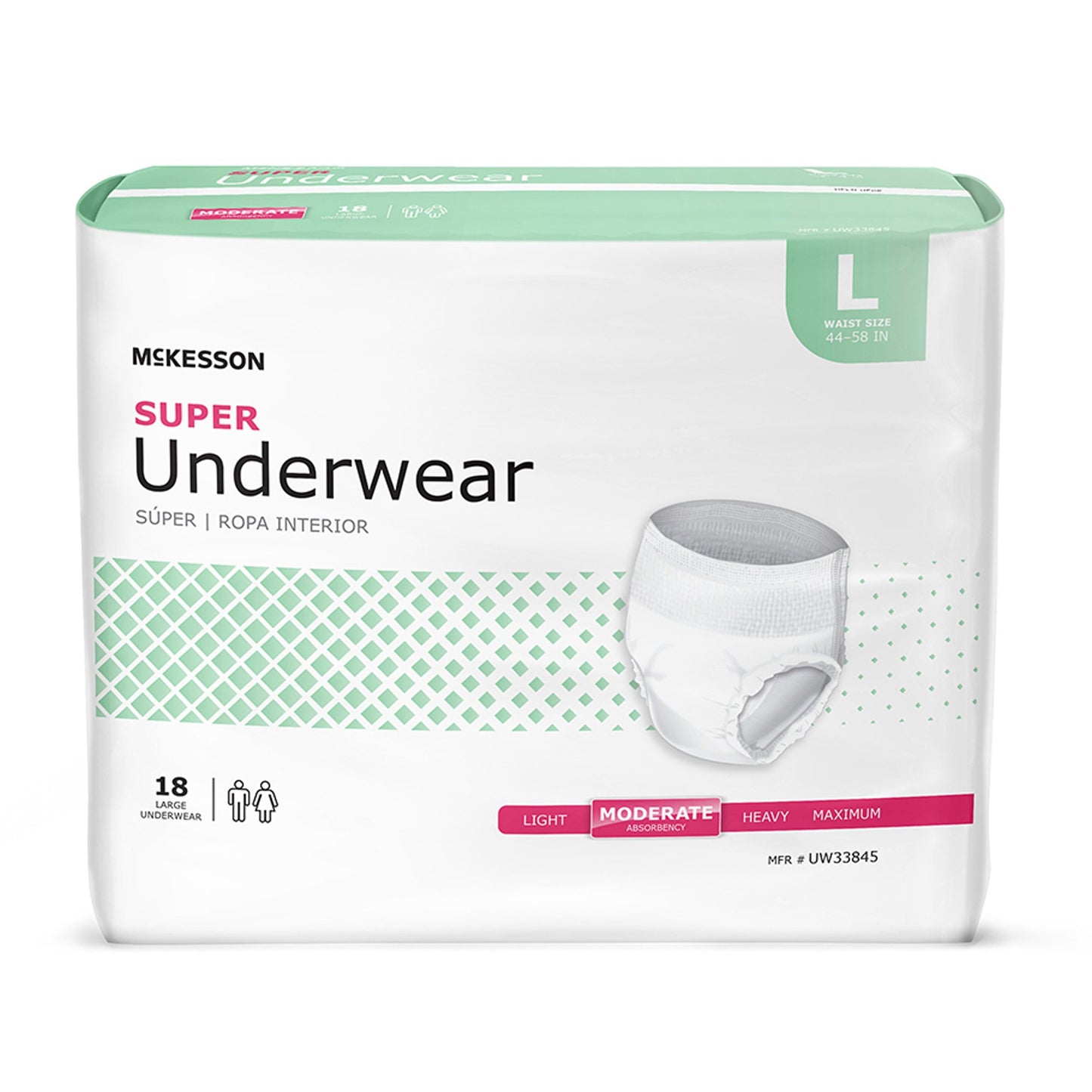 McKesson Super Moderate Absorbency Incontinence Underwear, Large UW33845