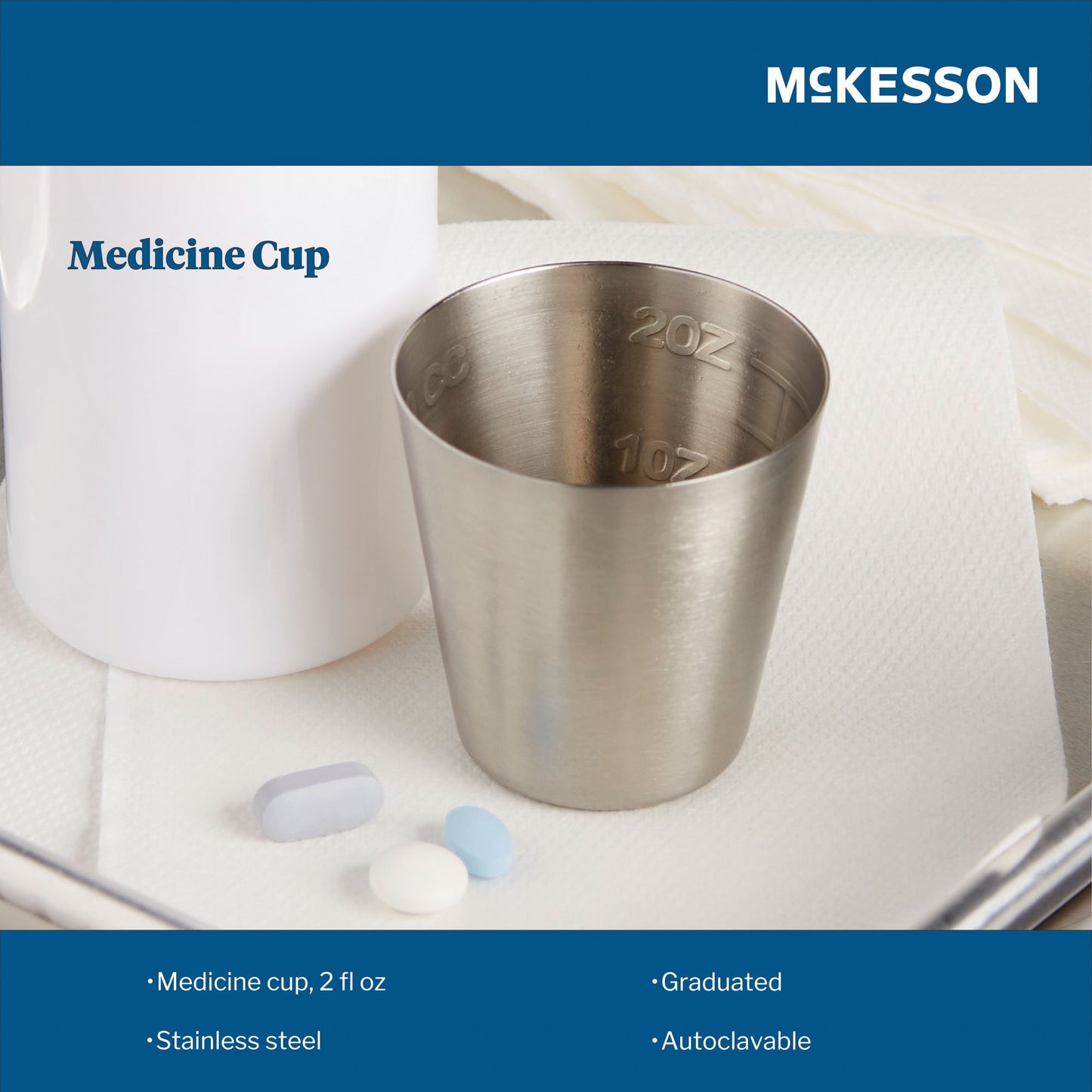 McKesson Argent™ Stainless Steel Graduated Medicine Cup, 2-ounce capacity 43-1-015