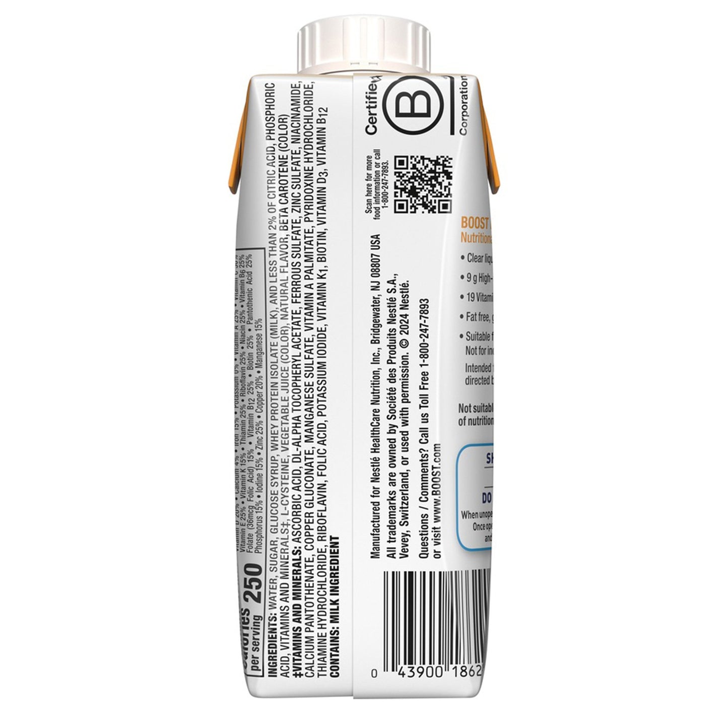 Boost Breeze® Orange Nutritional Drink, 8-ounce carton 00043900128016