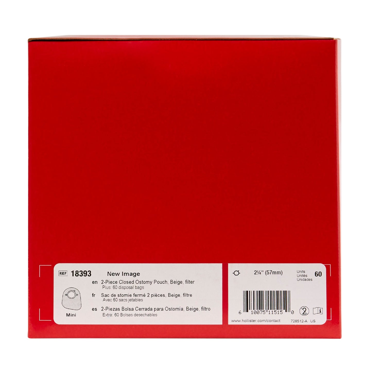 New Image™ 18393 Two-Piece Beige Ostomy Pouch, Pre-cut to Fit 57 mm, Red Match 18393