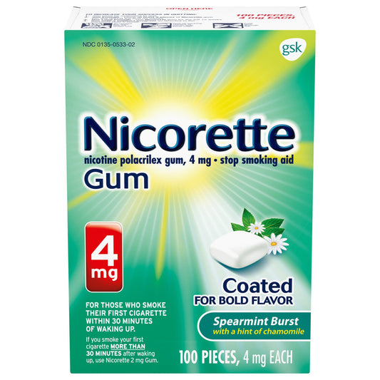 Nicorette Stop Smoking Aid Gum 4 mg Spearmint Burst with a Hint of Chamomile 00135053302