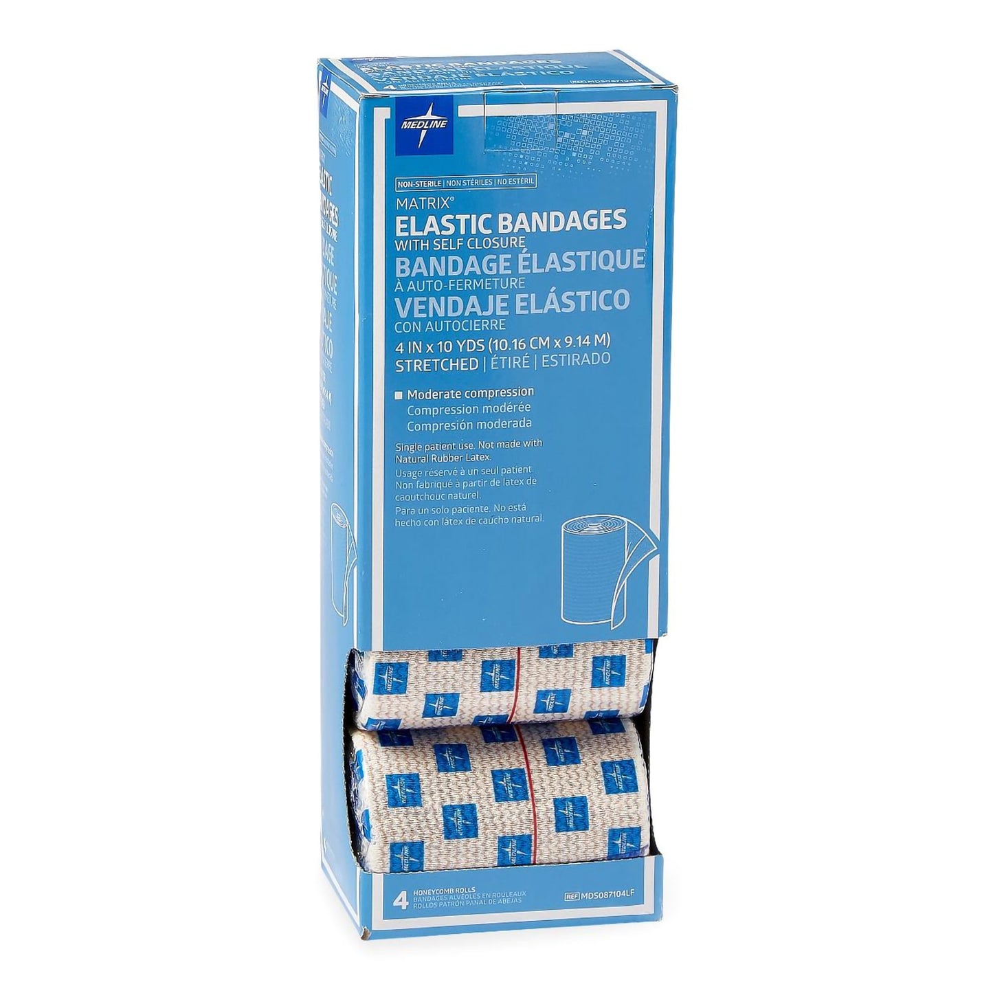 Compression Bandage 4 Inch X 10 Yard Hook and Loop Closure Tan NonSterile Standard Compression MDS087104LF