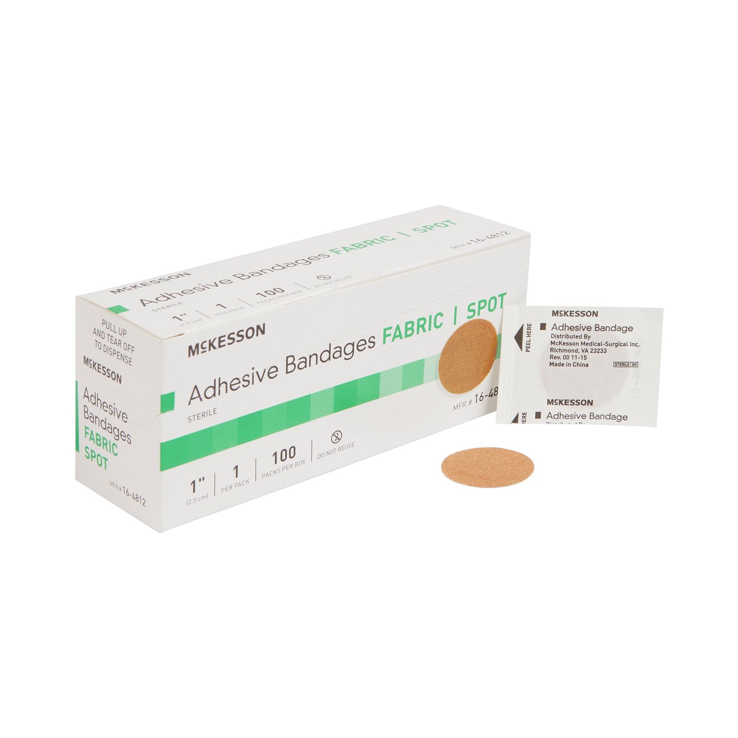 McKesson Round Tan Adhesive Spot Bandage, 1 Inch 16-4812