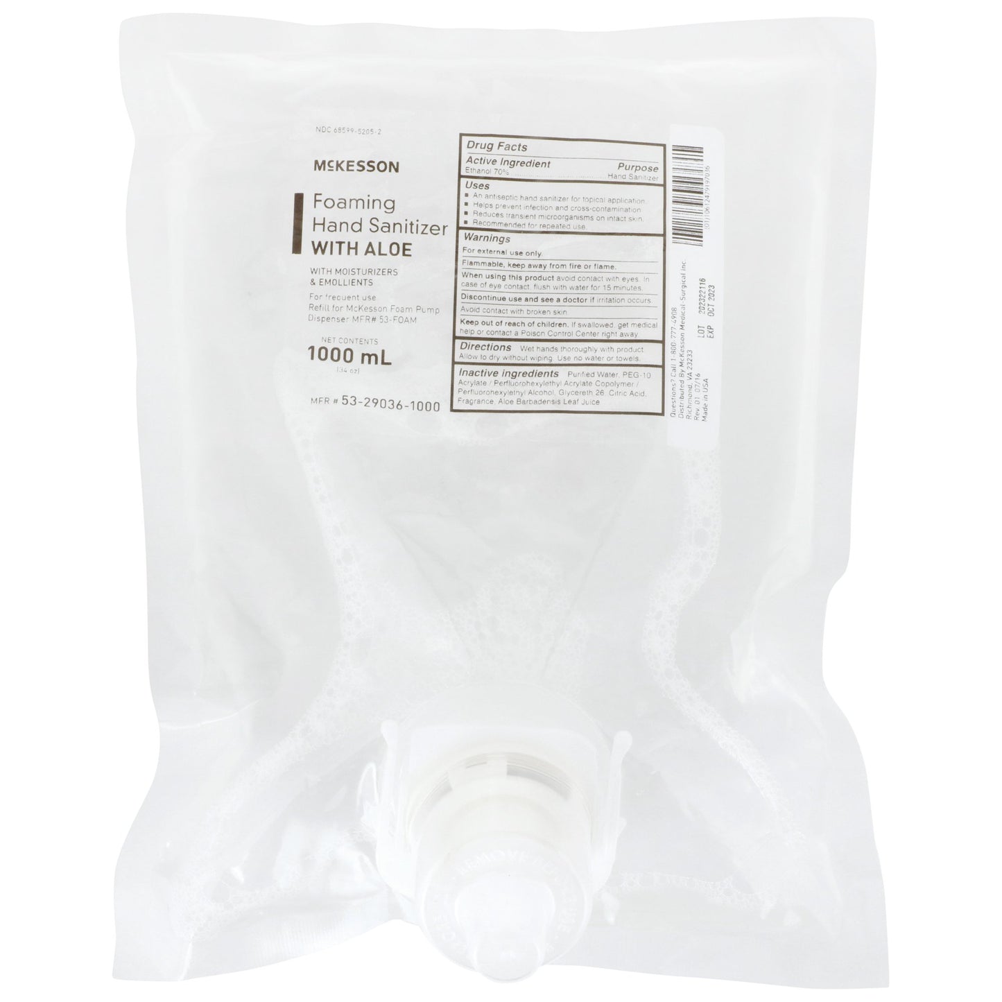 McKesson Brand McKesson Foaming Hand Sanitizer with Aloe 1000 mL, Refill 53-29036-1000, 1 Each