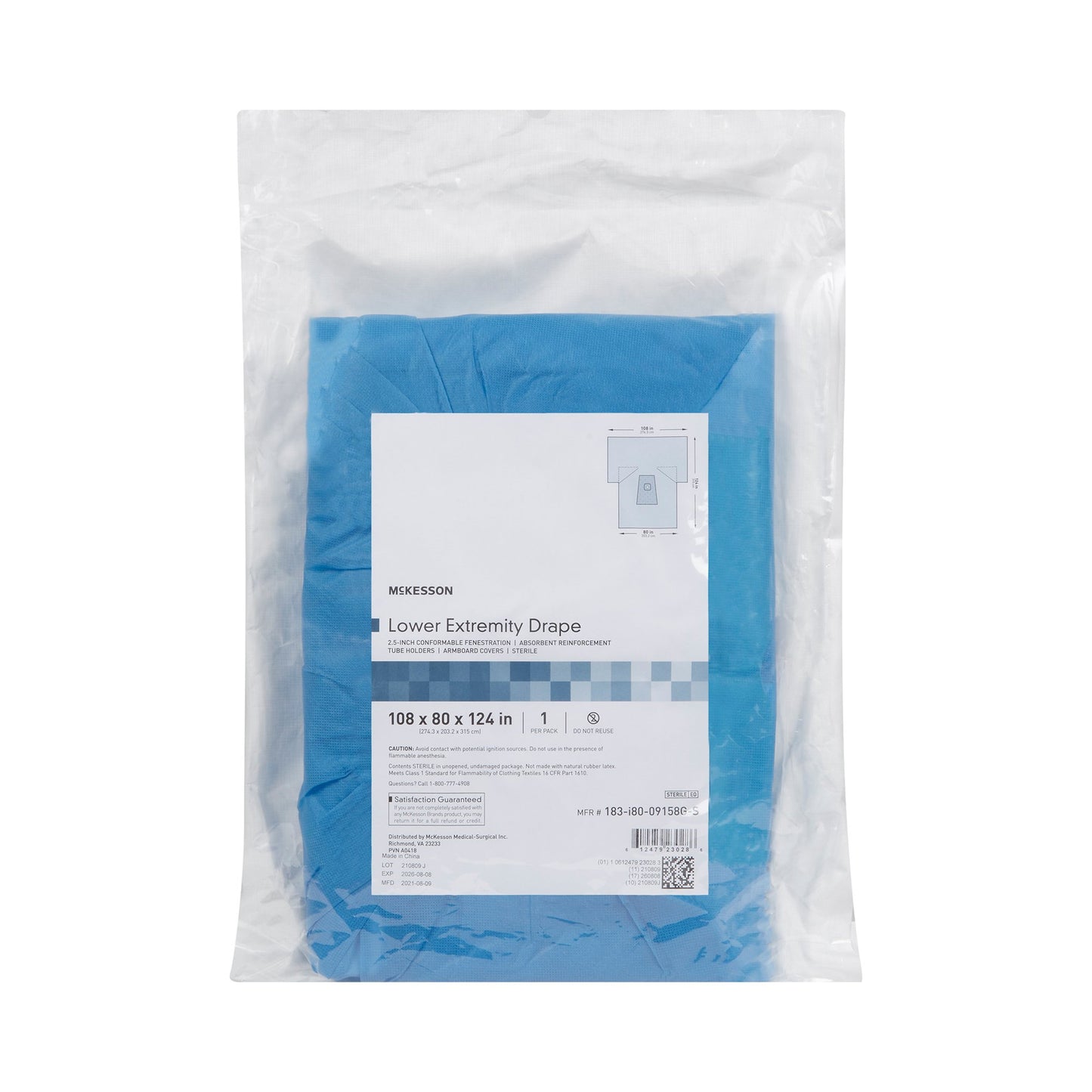 McKesson Sterile Lower Extremity Drape, 108 x 80 x 124 Inch 183-I80-09158G-S