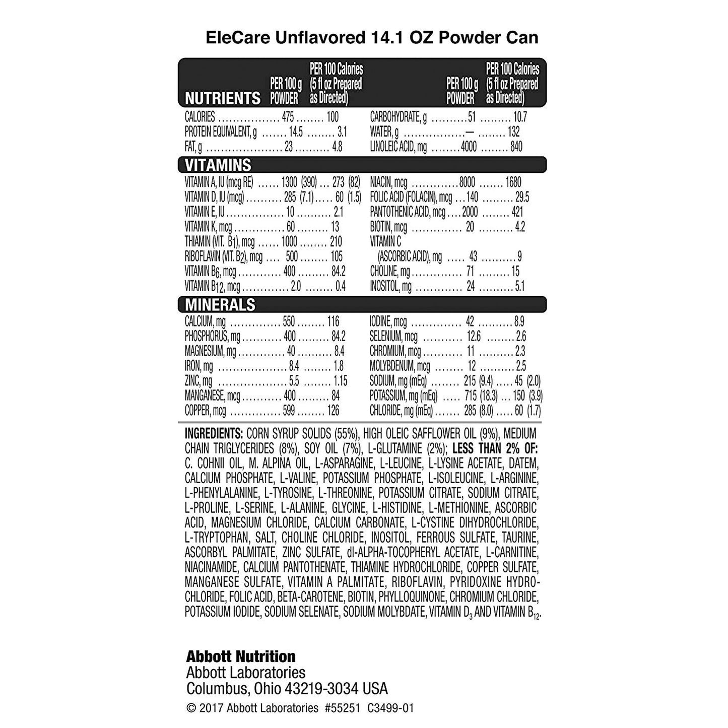 EleCare® with Iron Powder Infant Formula, 14.1-ounce can 55251