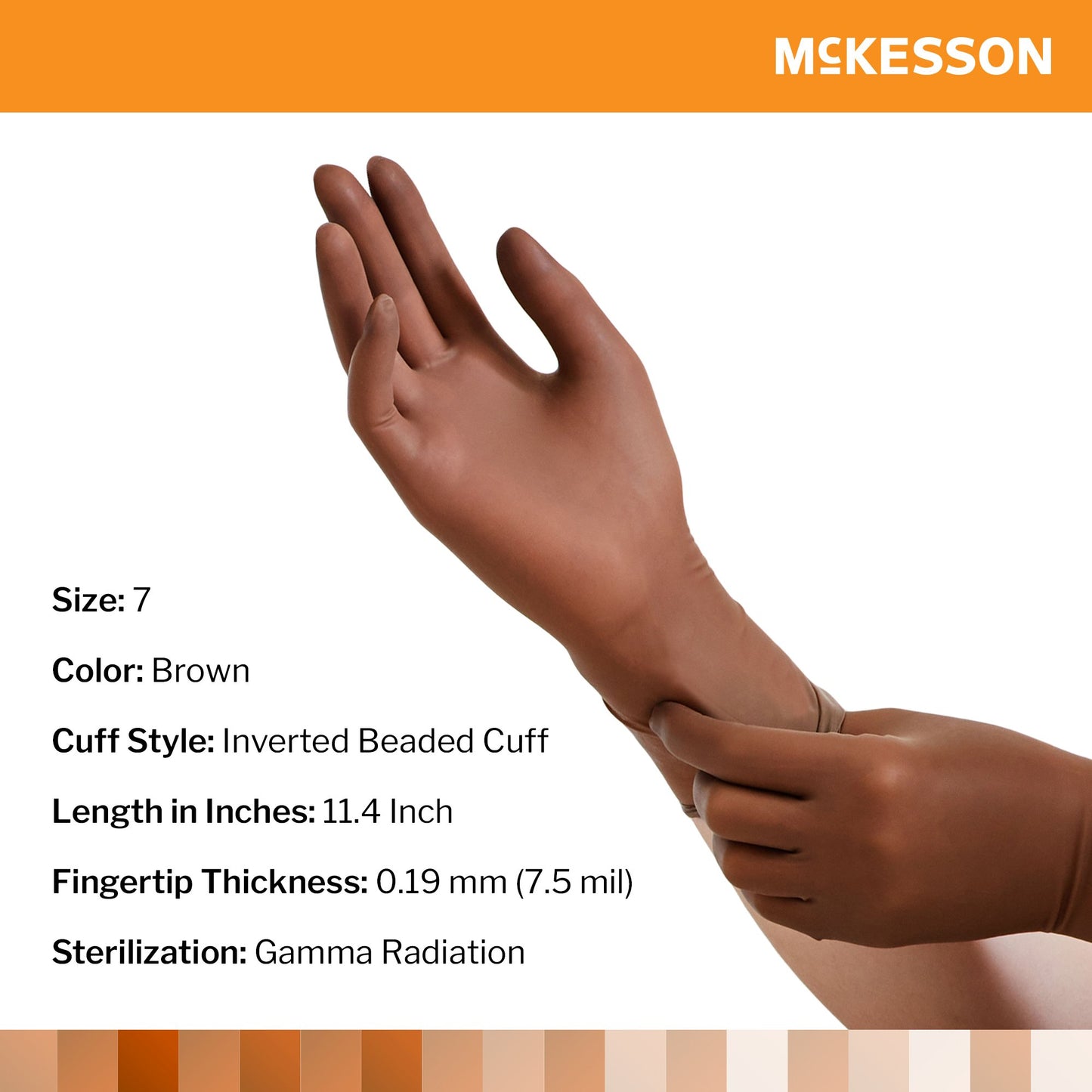 McKesson Perry® Latex Surgical Glove, Size 7, Brown 20-1370N