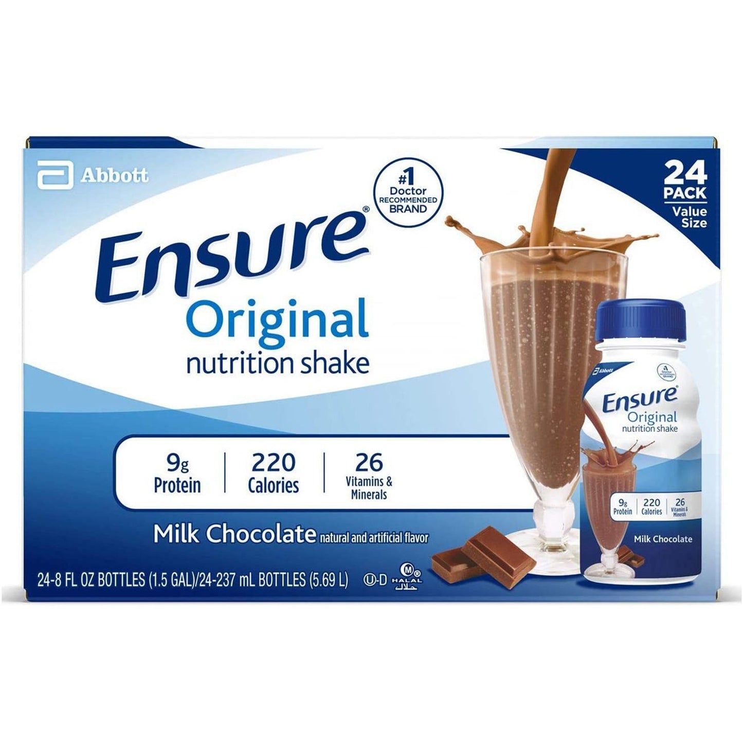 Ensure® Original Nutrition Shake, Chocolate, 8-ounce bottle 57231