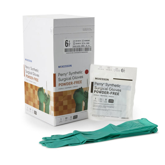Surgical Glove McKesson Perry® Performance Plus Size 6.5 Sterile Polychloroprene Standard Cuff Length Smooth Dark Green Chemo Tested - 20-2565N