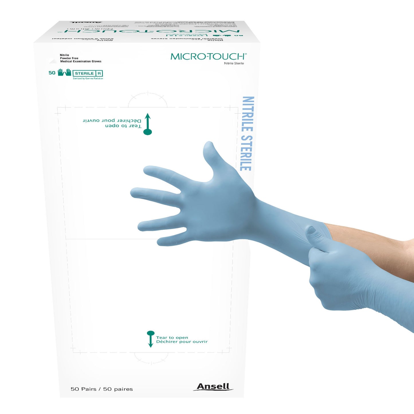 Micro-Touch® Extended Cuff Length Exam Glove, Large, Blue 6034153