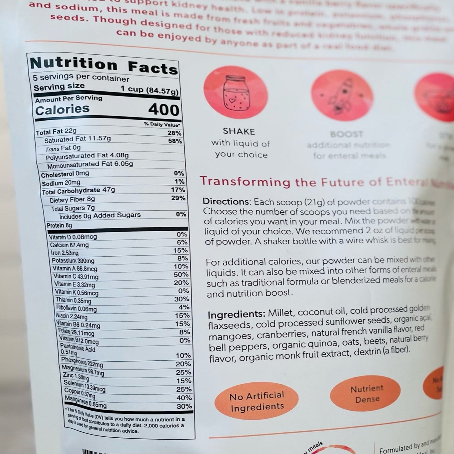 Oral Supplement Restore Fusion Renal Support Vanilla Berry Flavor Powder 16 oz. Pouch 9126