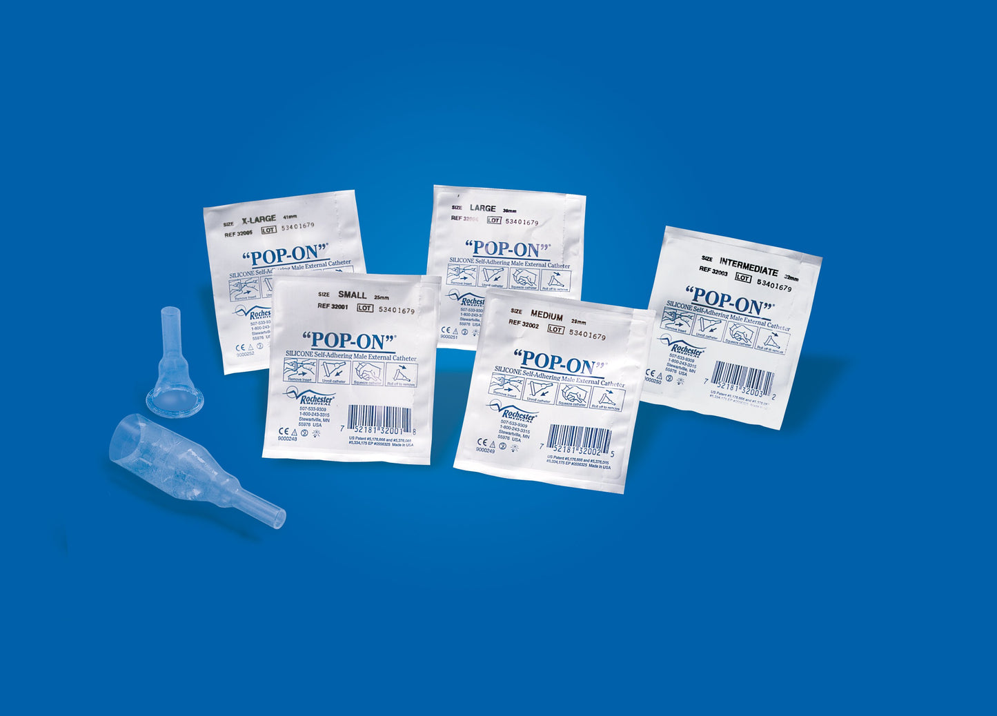 Male External Catheter Pop-On® Self-Adhesive Strip Silicone Intermediate - 32103