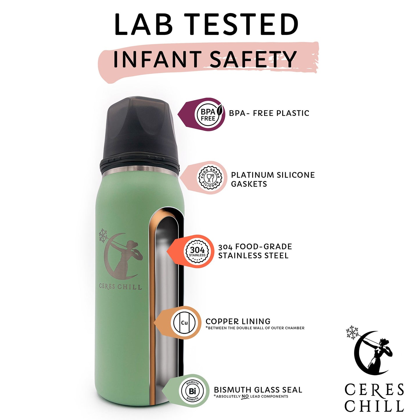 Ceres Chill OG Stainless Steel Breast Milk Chiller Container, Black CC-1-BC-L-BL