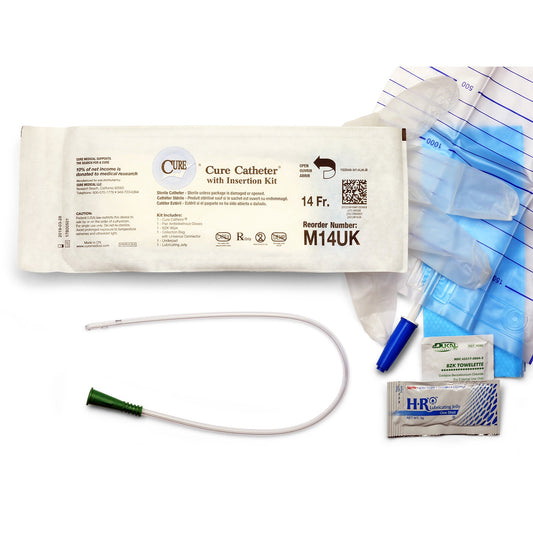 Intermittent Closed System Catheter Cure Catheter® Closed System Male / Straight Tip 14 Fr. Uncoated PVC - M14UK