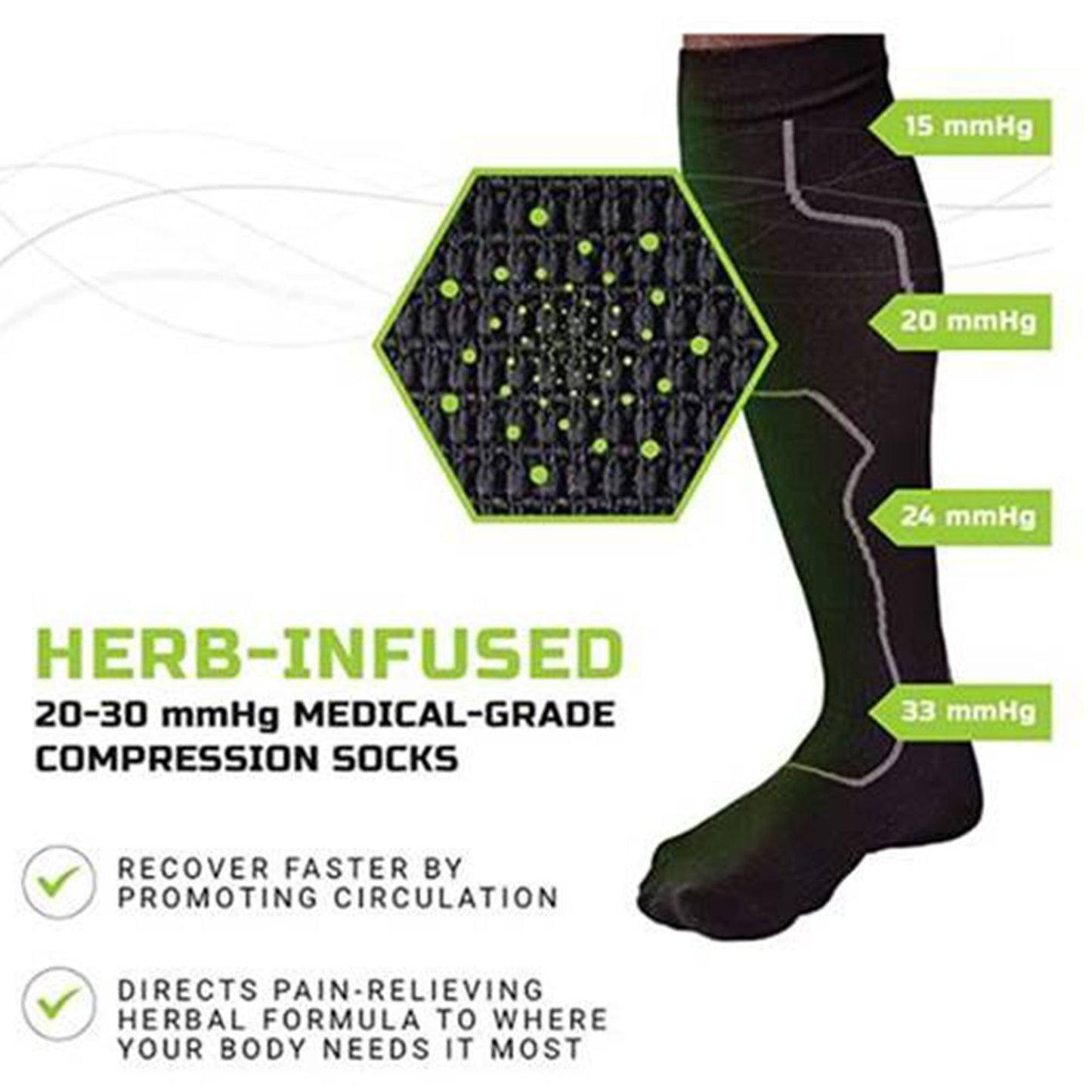 Green Drop™ Compression Socks – Medical-Grade Infused Support, L/XL SOX-1455