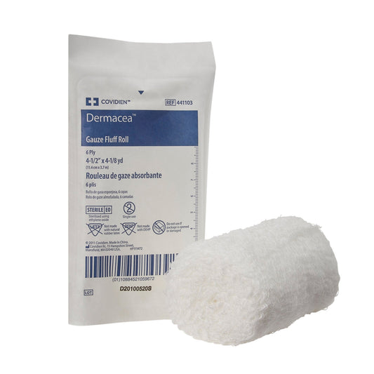 Fluff Bandage Roll Dermacea™ 3-2/5 Inch X 3-1/2 Yard 6-Ply Sterile 1 per Pack - 441101