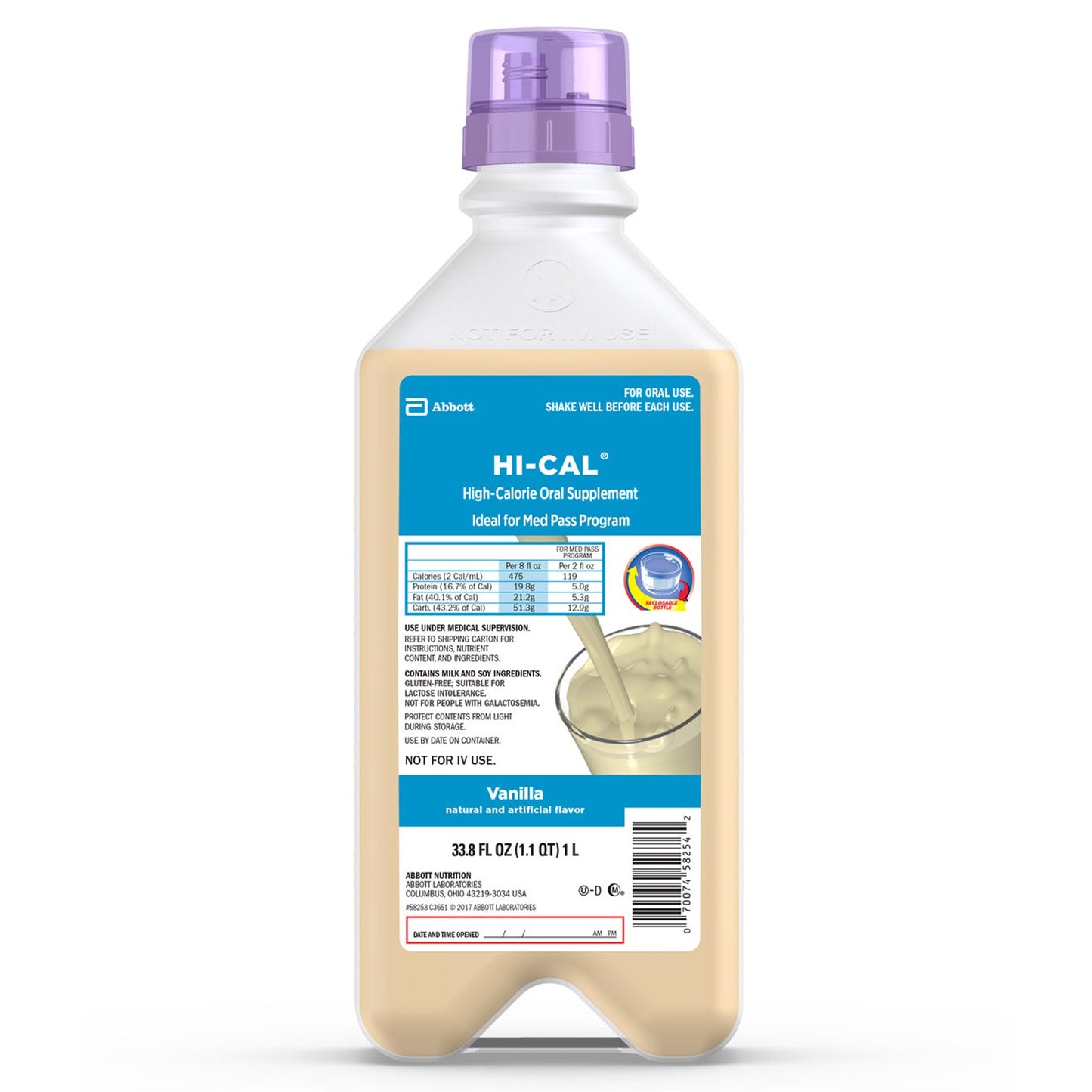 Oral Supplement Hi-Cal® Vanilla Flavor Liquid 33.8 oz. Bottle - 58253